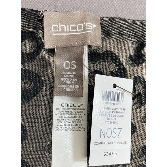 Chico’s NWT black and gray leopard print scarf - Picture 5 of 7